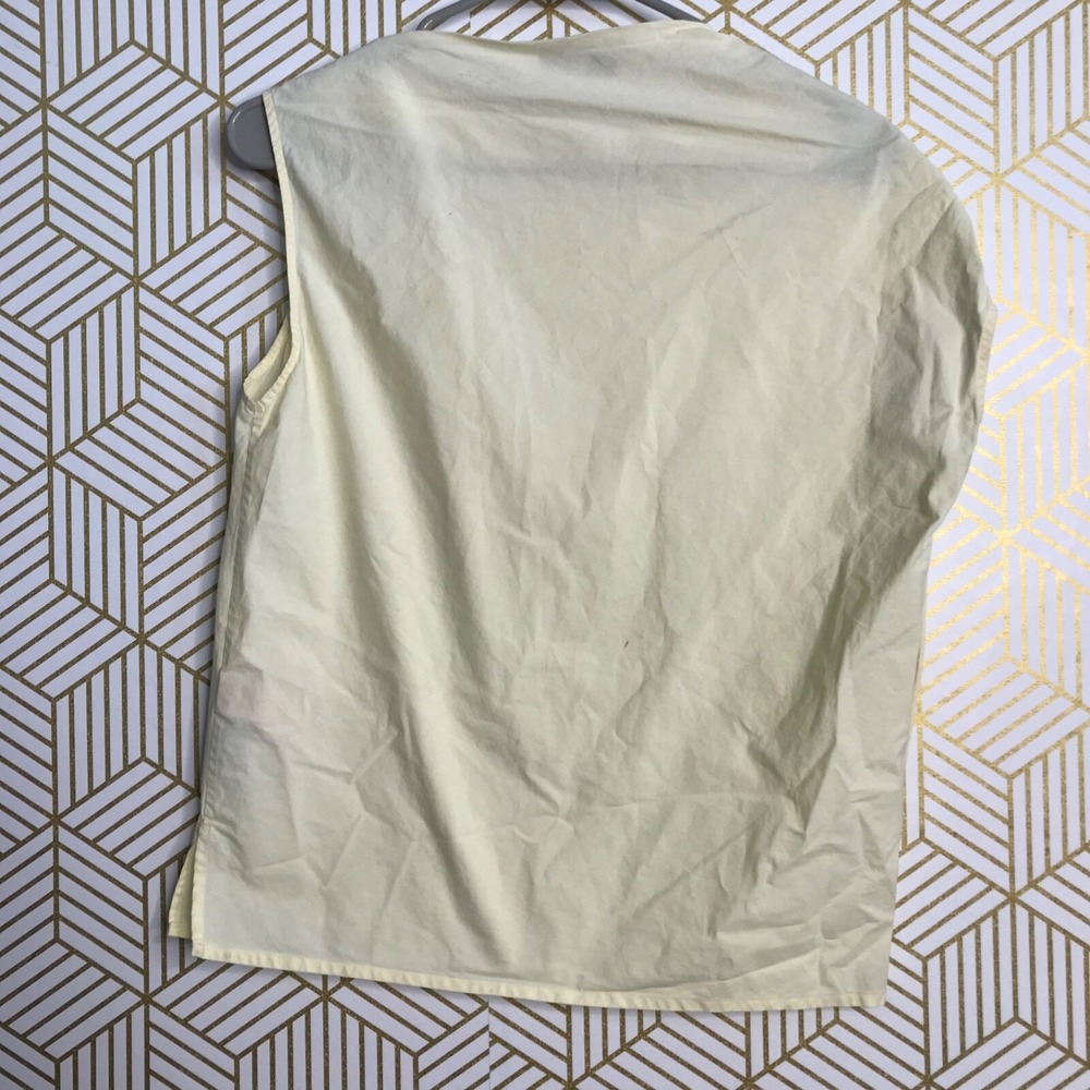 Tory Burch Womens Sleeveless Cotton Tee Size 0 Light Yellow Ruched Shoulder - Picture 2 of 9